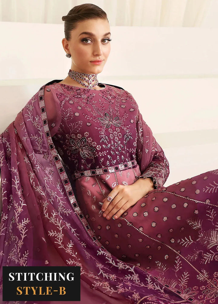 La Ruhe By Alizeh Embroidered Chiffon Suit Unstitched 3 Piece AFB24L 2178 Opal - Formal Collection
