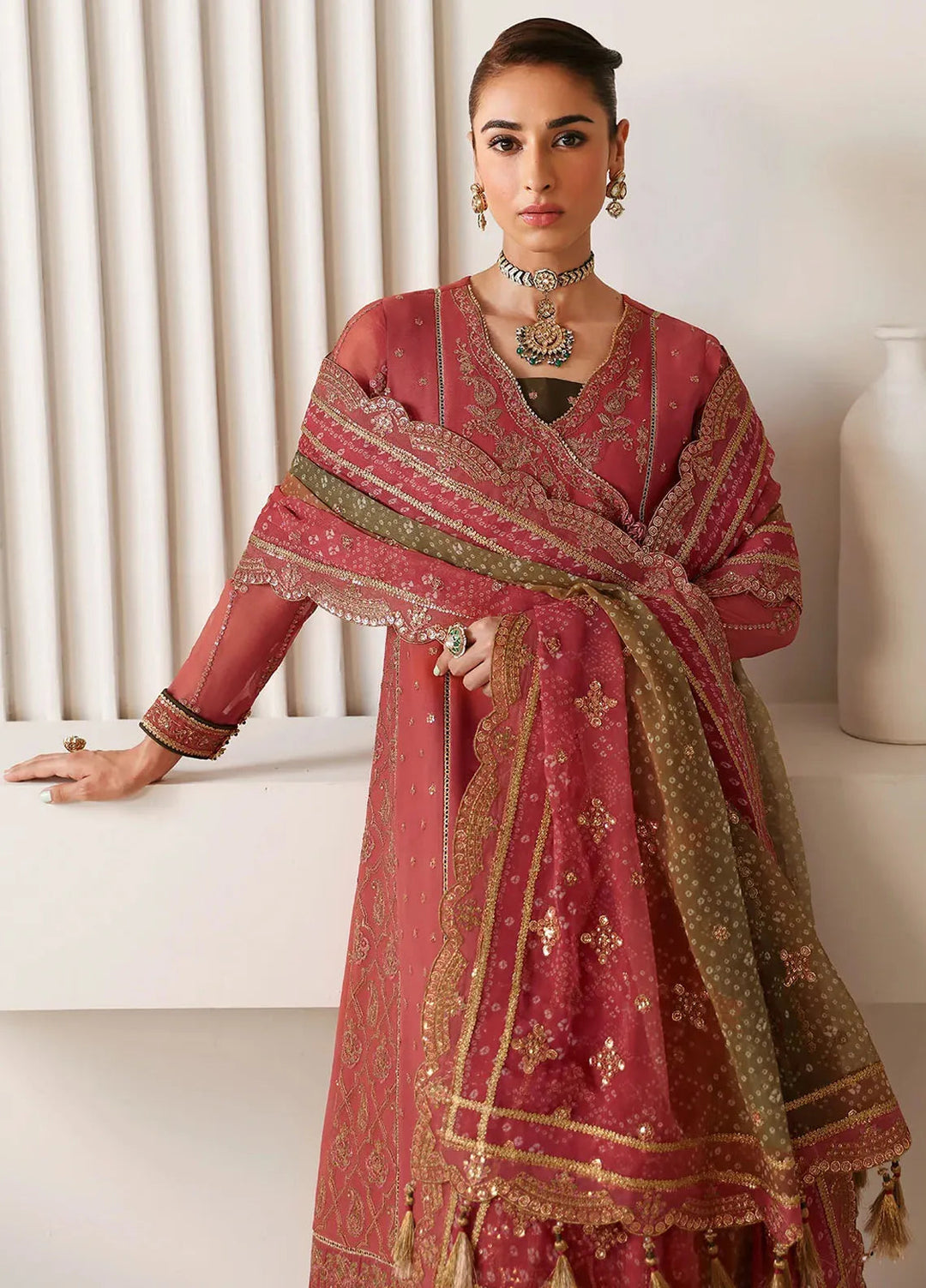 La Ruhe By Alizeh Embroidered Chiffon Suit Unstitched 3 Piece AFB24L 2180 Hana - Formal Collection