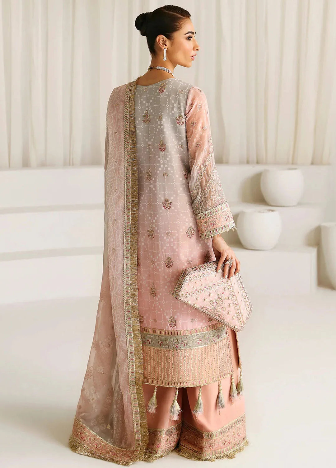 La Ruhe By Alizeh Embroidered Chiffon Suit Unstitched 3 Piece AFB24L 2181 Breeze - Formal Collection
