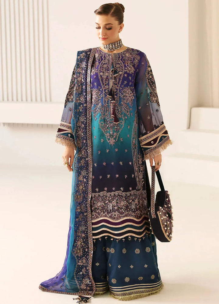 La Ruhe By Alizeh Embroidered Chiffon Suit Unstitched 3 Piece AFB24L 2182 Oasis - Formal Collection