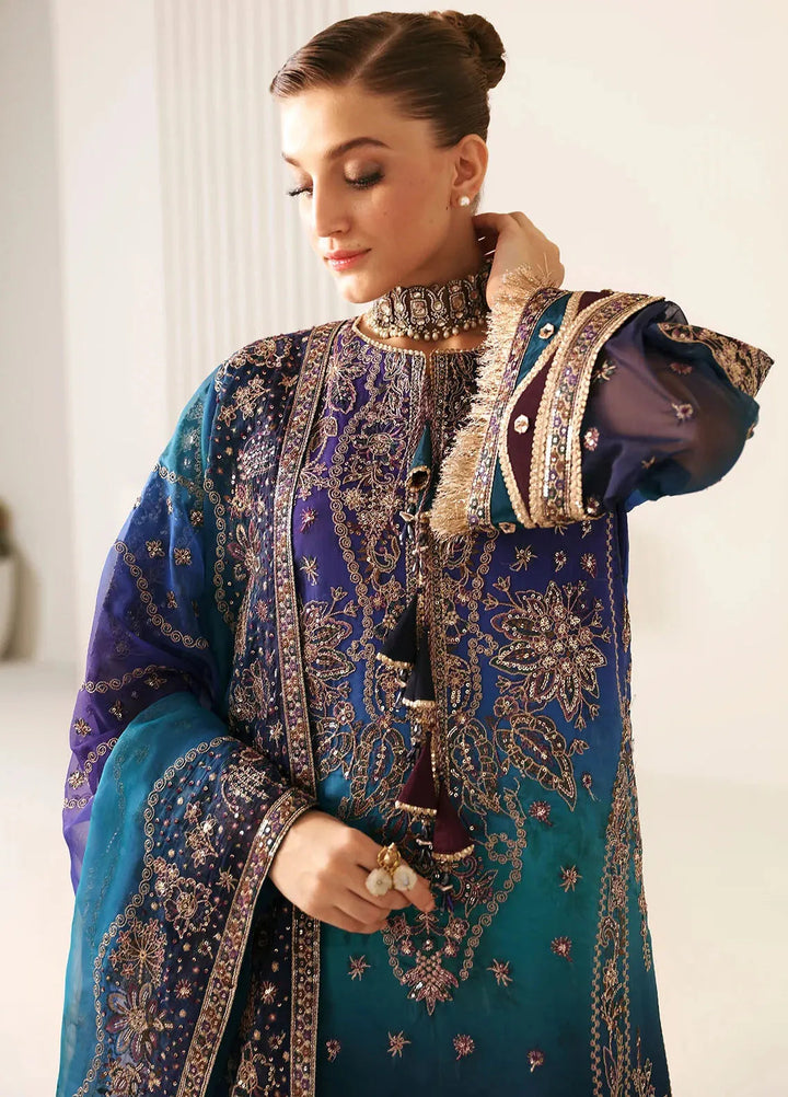 La Ruhe By Alizeh Embroidered Chiffon Suit Unstitched 3 Piece AFB24L 2182 Oasis - Formal Collection