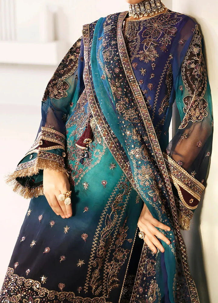 La Ruhe By Alizeh Embroidered Chiffon Suit Unstitched 3 Piece AFB24L 2182 Oasis - Formal Collection