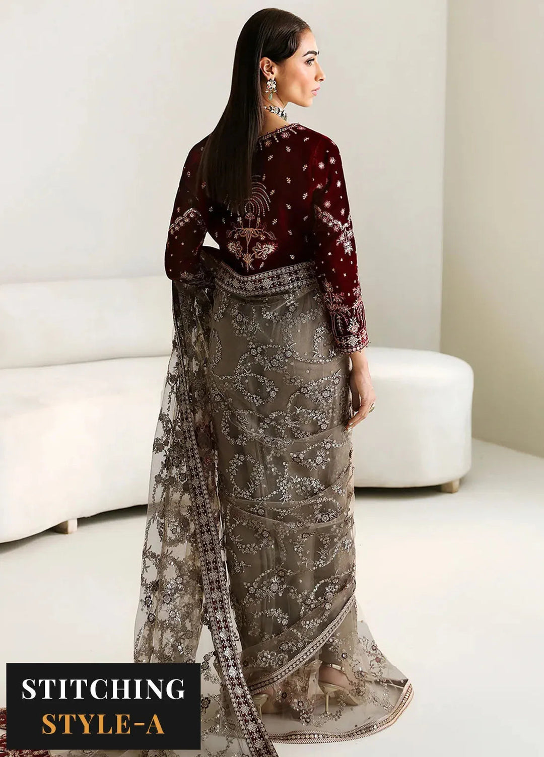 La Ruhe By Alizeh Embroidered Net Suit Unstitched 3 Piece AFB24L 2175 Esme - Formal Collection