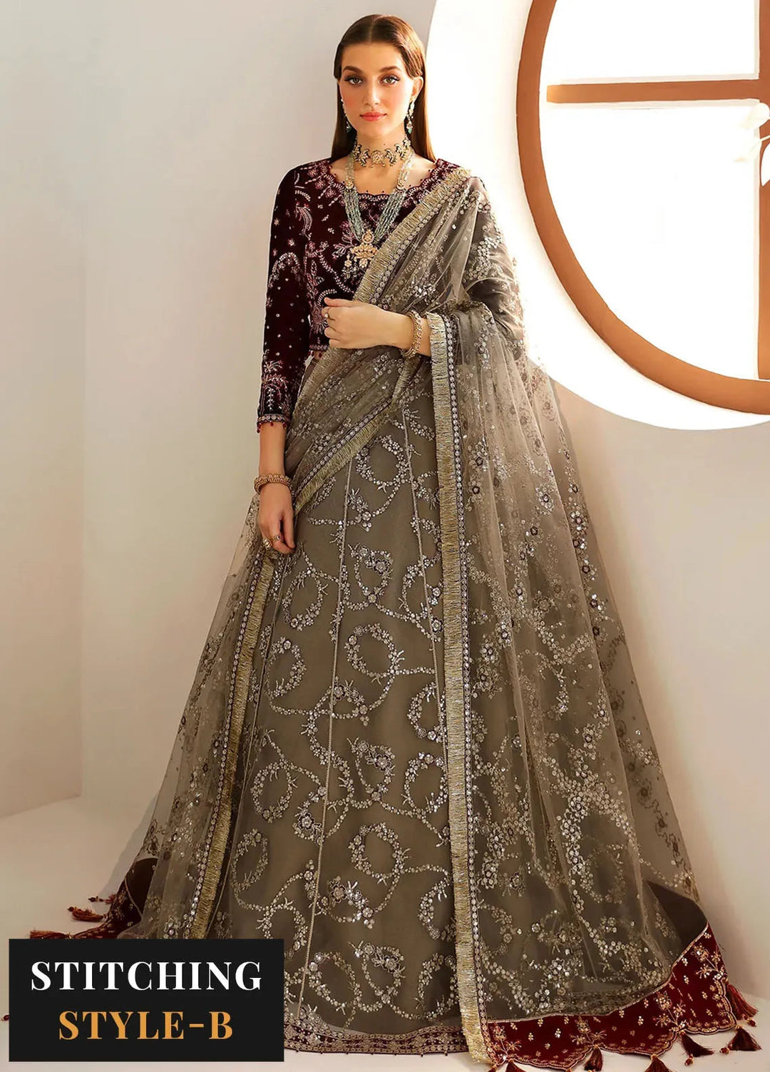 La Ruhe By Alizeh Embroidered Net Suit Unstitched 3 Piece AFB24L 2175 Esme - Formal Collection
