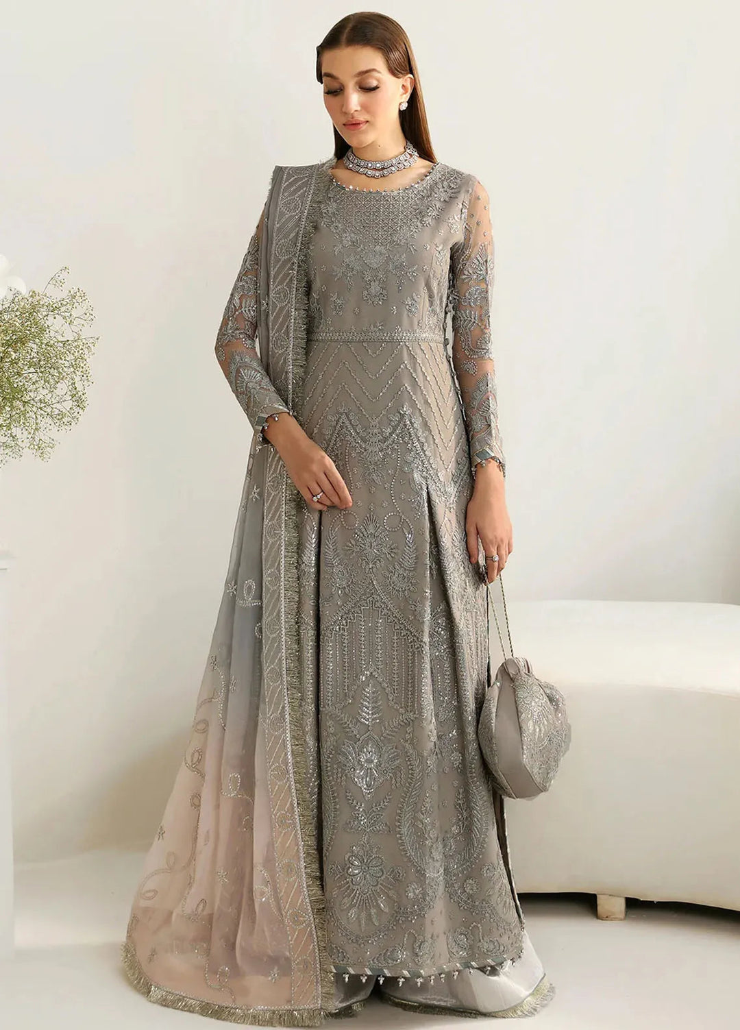 La Ruhe By Alizeh Embroidered Net Suit Unstitched 3 Piece AFB24L 2179 Lisya - Formal Collection