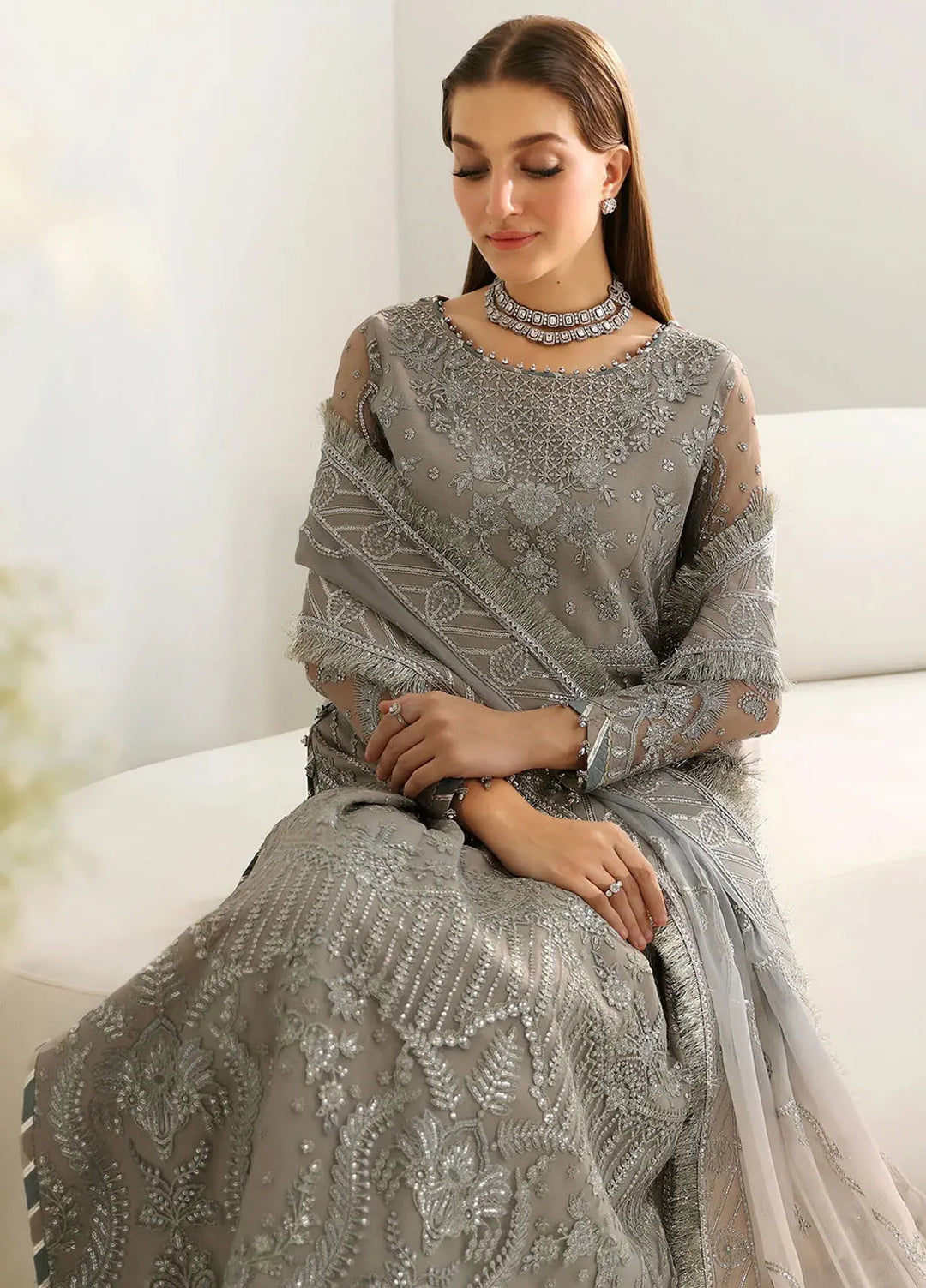 La Ruhe By Alizeh Embroidered Net Suit Unstitched 3 Piece AFB24L 2179 Lisya - Formal Collection