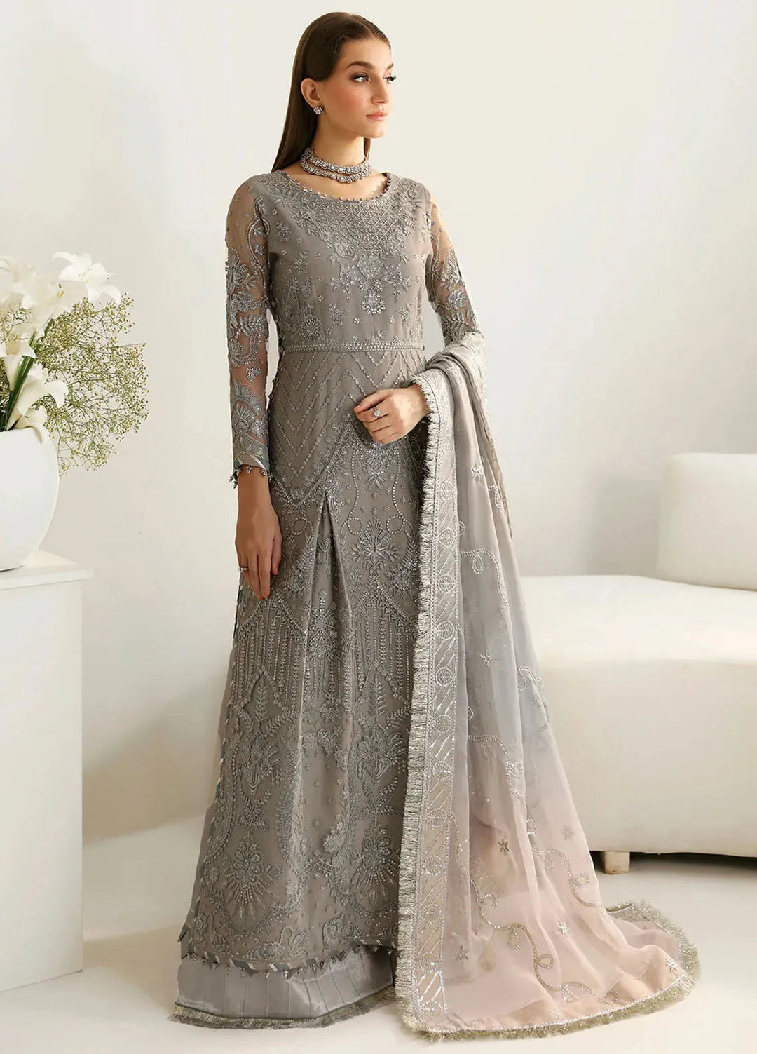 La Ruhe By Alizeh Embroidered Net Suit Unstitched 3 Piece AFB24L 2179 Lisya - Formal Collection