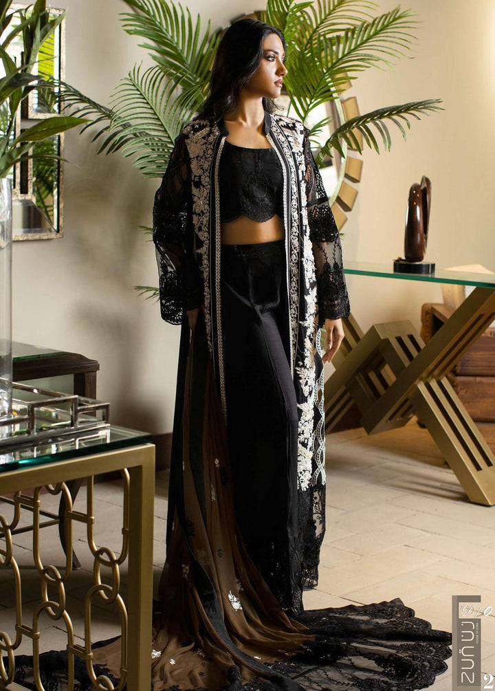 La Soie By Zunuj Embroidered Crepe Suits Unstitched 3 Piece ZJ23LS D-01 - Luxury Collection