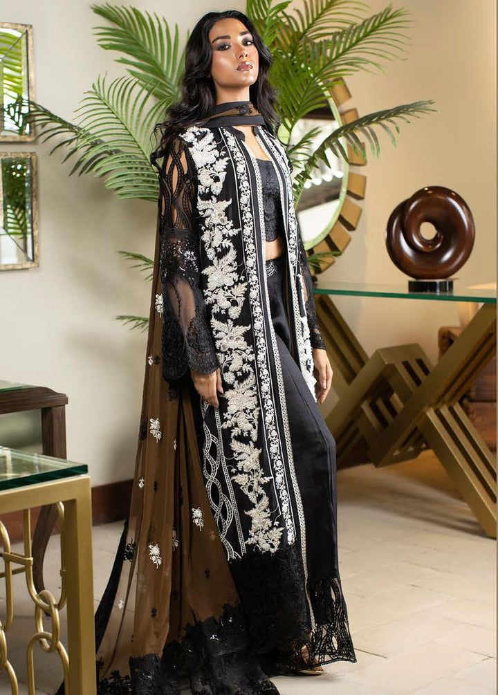 La Soie By Zunuj Embroidered Crepe Suits Unstitched 3 Piece ZJ23LS D-01 - Luxury Collection
