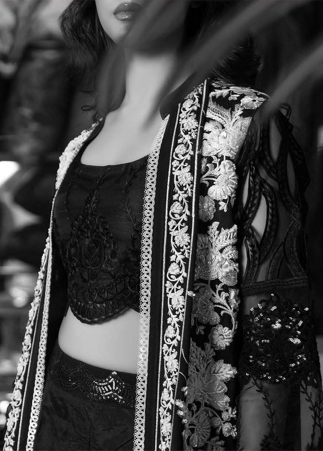 La Soie By Zunuj Embroidered Crepe Suits Unstitched 3 Piece ZJ23LS D-01 - Luxury Collection