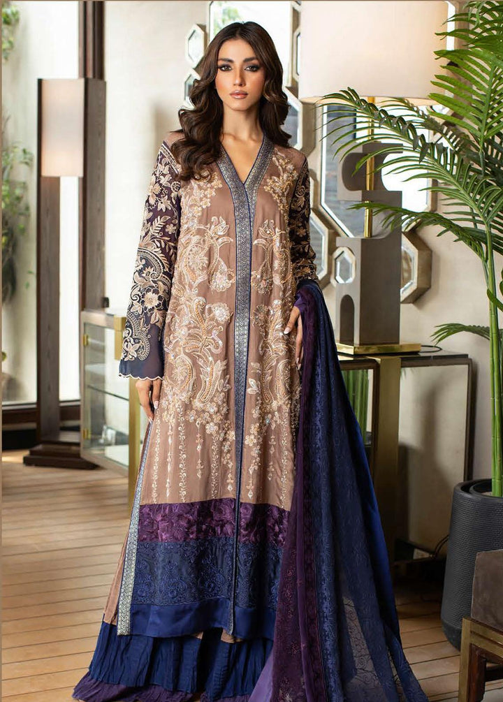 La Soie By Zunuj Embroidered Crepe Suits Unstitched 3 Piece ZJ23LS D-05 - Luxury Collection