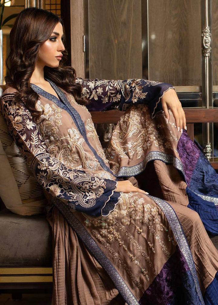 La Soie By Zunuj Embroidered Crepe Suits Unstitched 3 Piece ZJ23LS D-05 - Luxury Collection