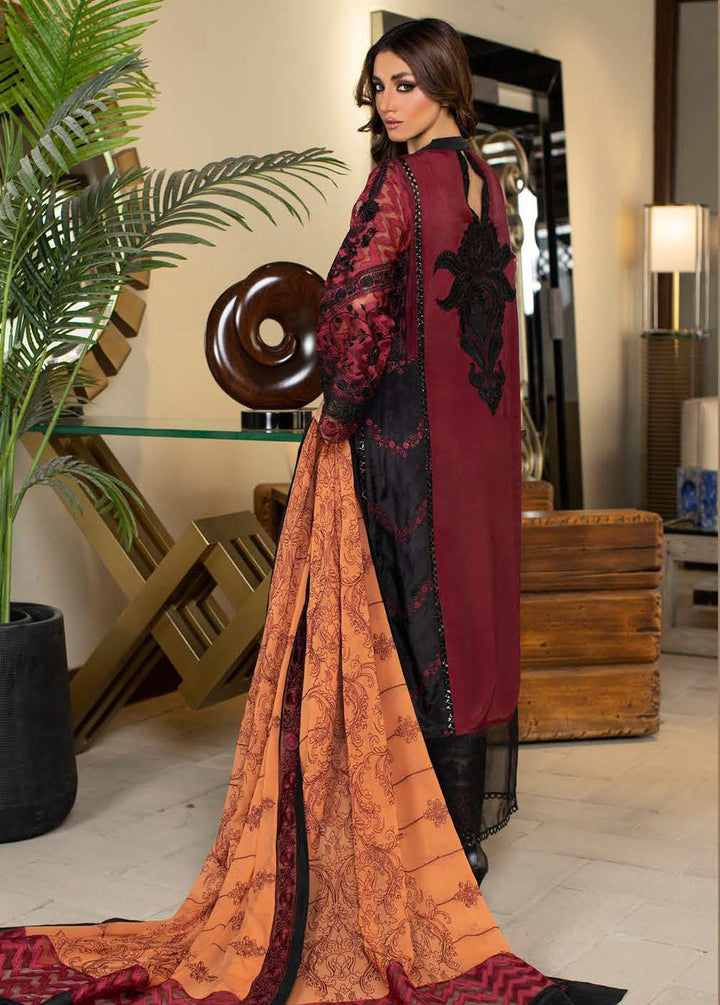 La Soie By Zunuj Embroidered Crepe Suits Unstitched 3 Piece ZJ23LS D-06 - Luxury Collection