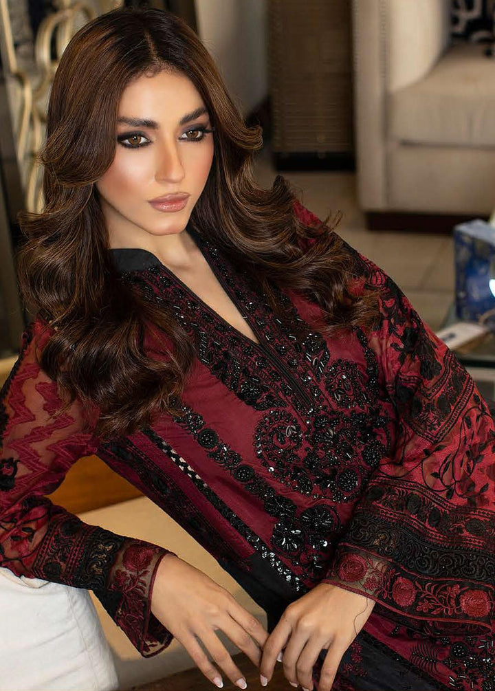 La Soie By Zunuj Embroidered Crepe Suits Unstitched 3 Piece ZJ23LS D-06 - Luxury Collection