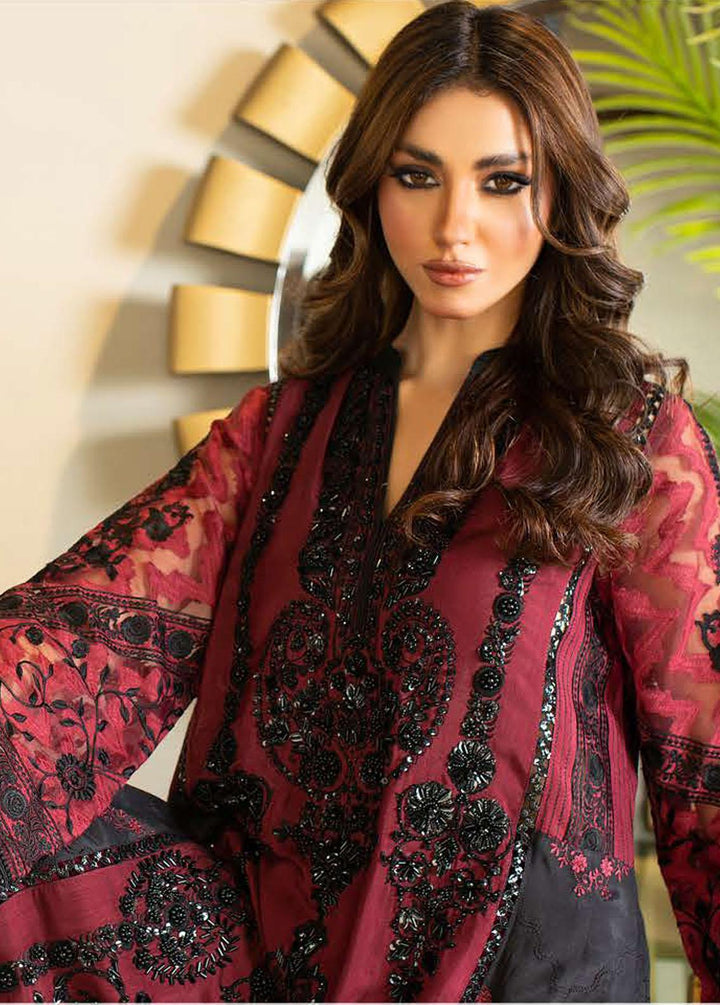 La Soie By Zunuj Embroidered Crepe Suits Unstitched 3 Piece ZJ23LS D-06 - Luxury Collection