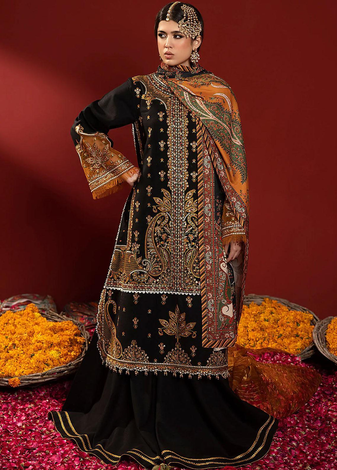 Laal By Bin Ilyas Embroidered Khaddar Suits Unstitched 3 Piece BI23L 1511-B - Winter Collection