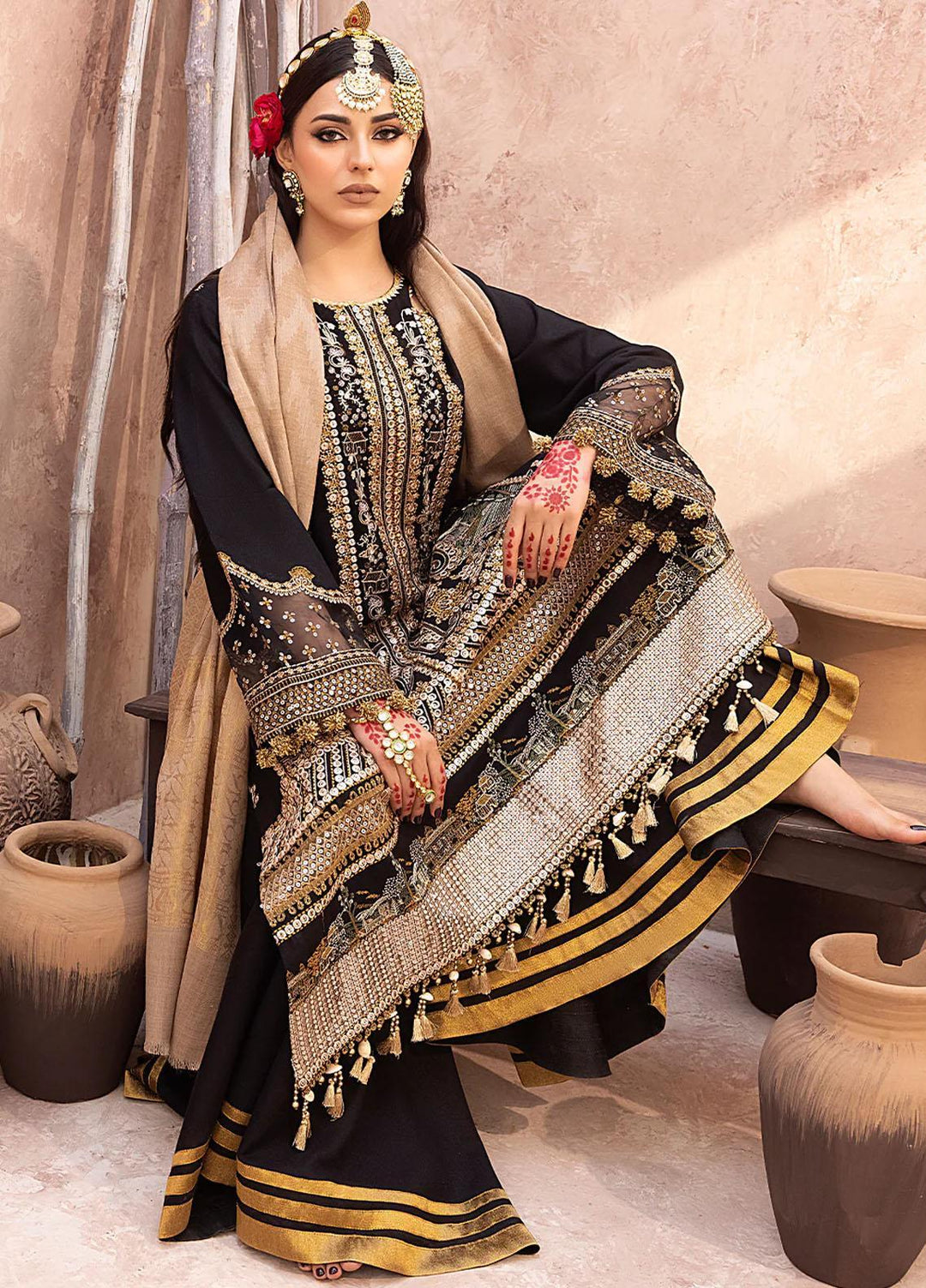 Laal By Bin Ilyas Embroidered Karandi Suits Unstitched 3 Piece BI23L 1515-A - Winter Collection