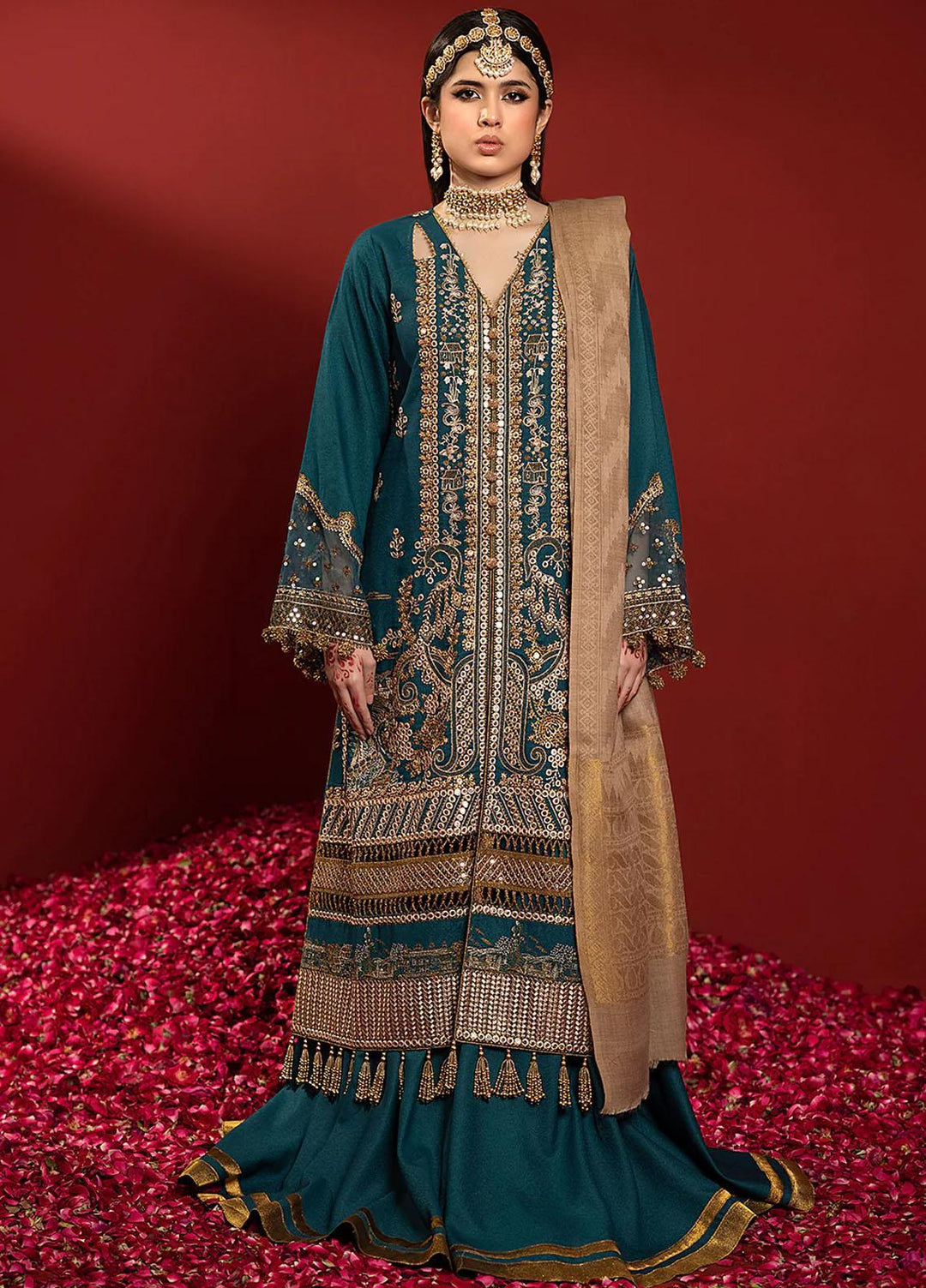 Laal By Bin Ilyas Embroidered Karandi Suits Unstitched 3 Piece BI23L 1515-B - Winter Collection