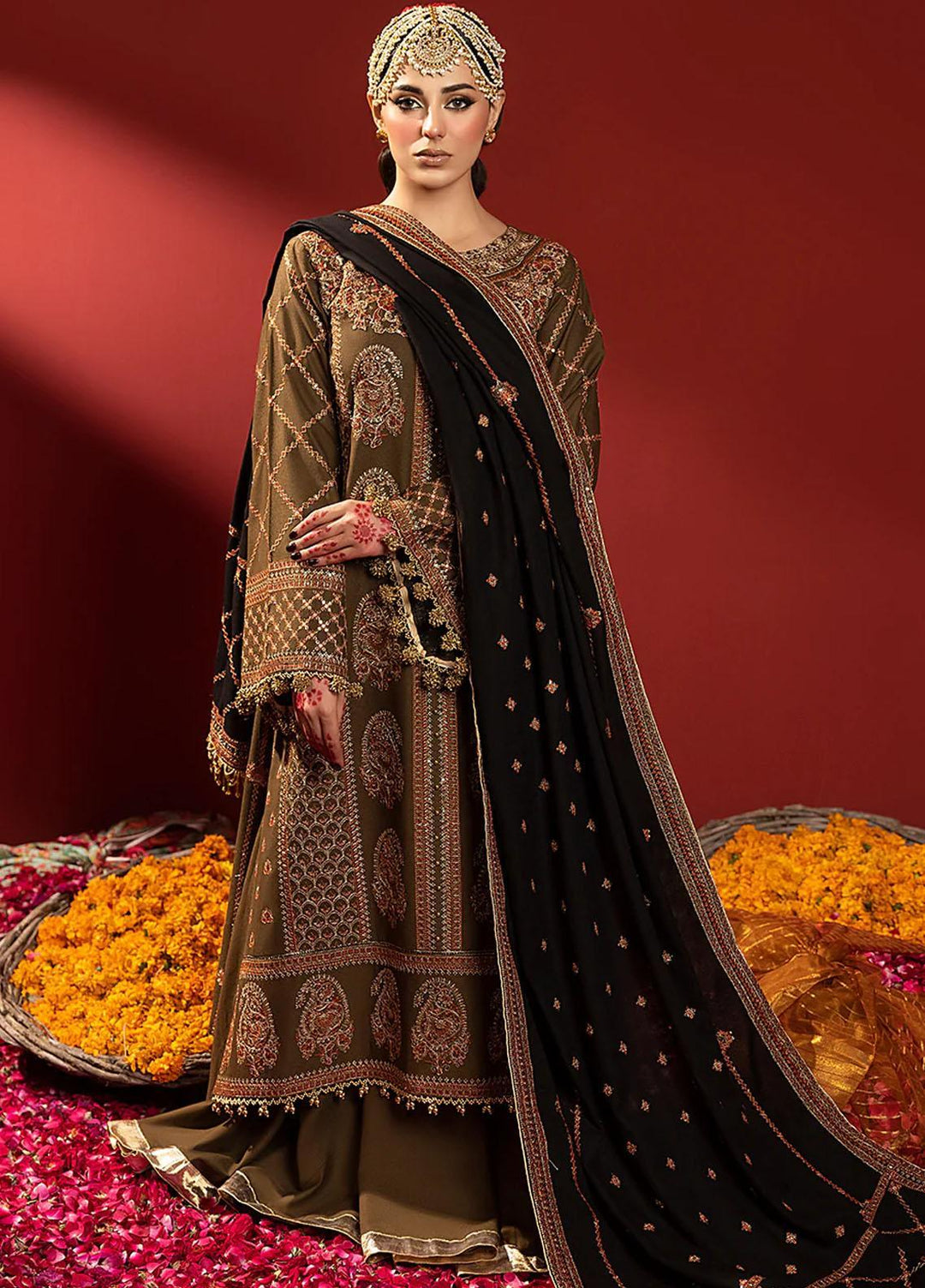 Laal By Bin Ilyas Embroidered Karandi Suits Unstitched 3 Piece BI23L 1516-A - Winter Collection