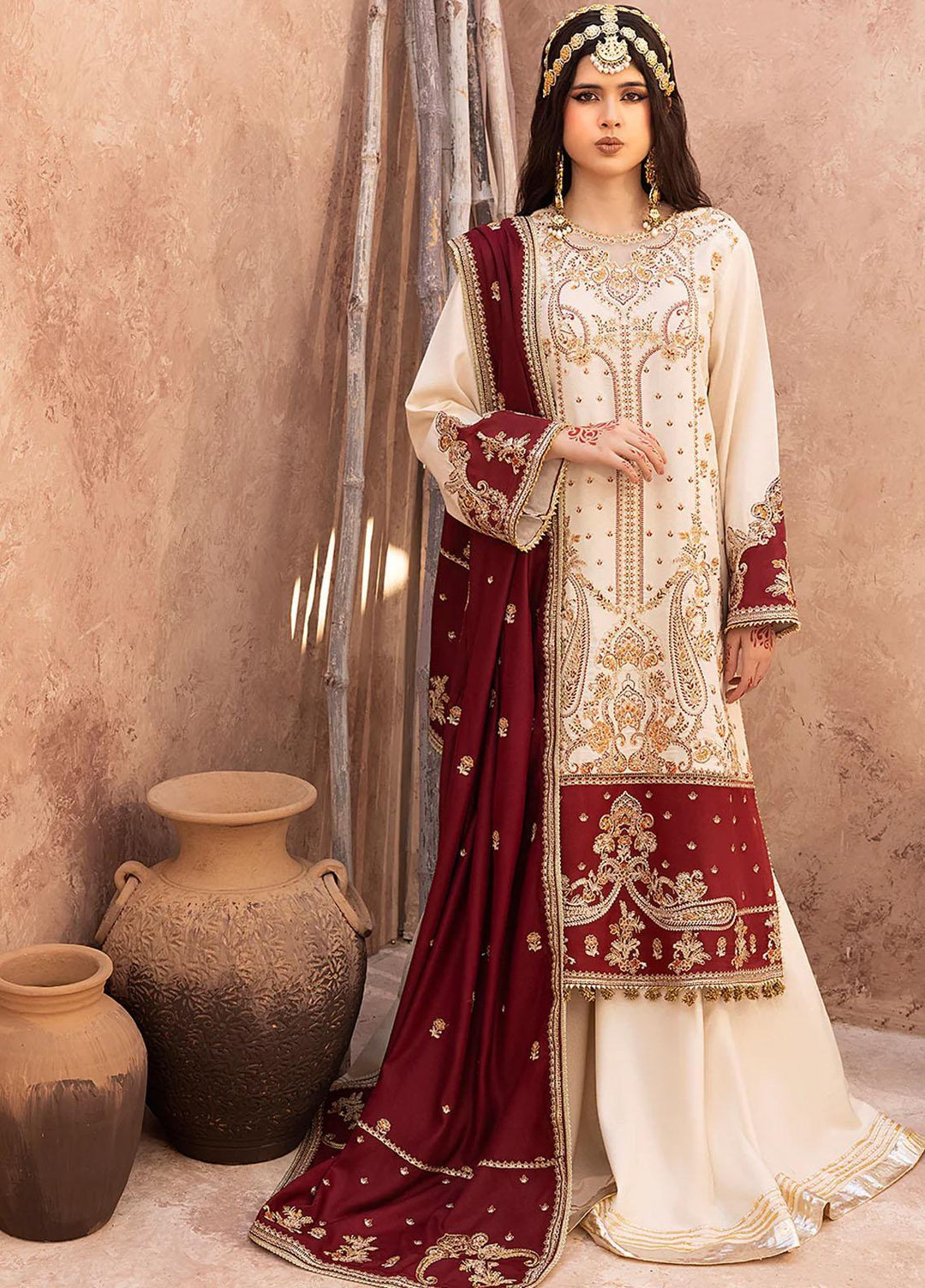 Laal By Bin Ilyas Embroidered Karandi Suits Unstitched 3 Piece BI23L 1517-B - Winter Collection
