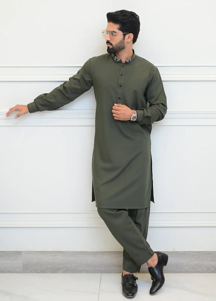 Label M Blended Plain Men 2 Piece Suit - TS4