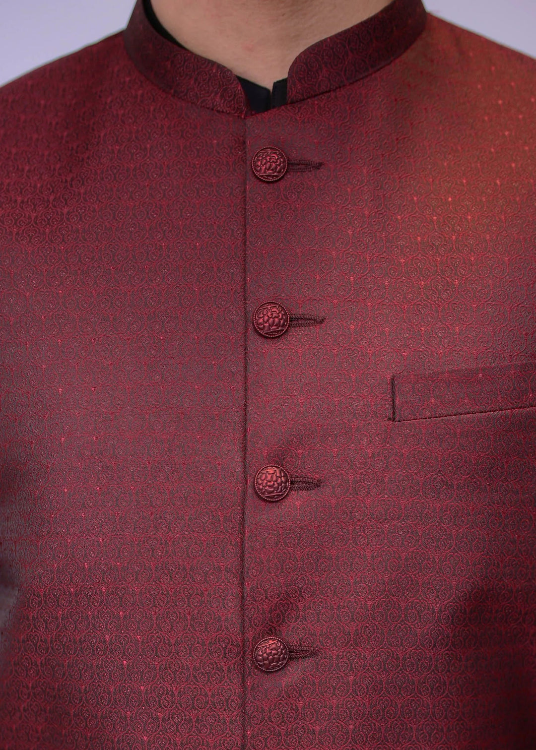 Maroon Jamawar Waistcoat