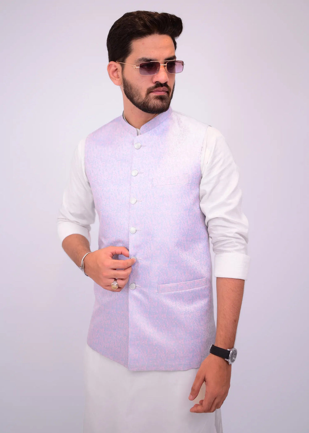 Lilac Jamawar Waistcoat