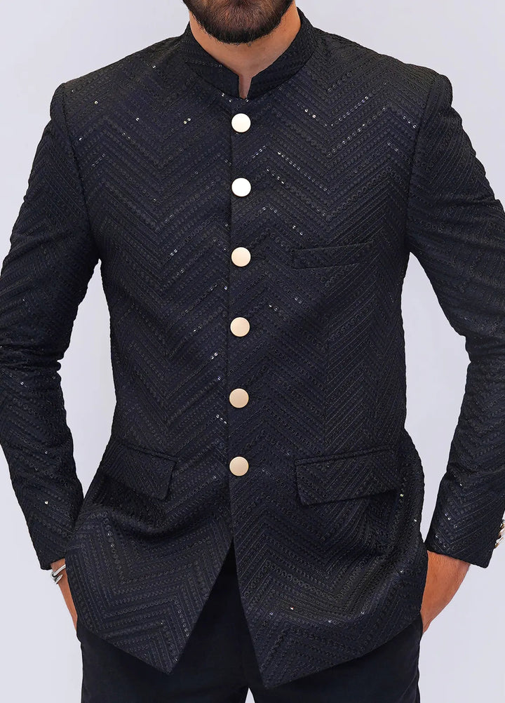 Label M Raw Silk Embroidered Men Prince Coat -  PC0001