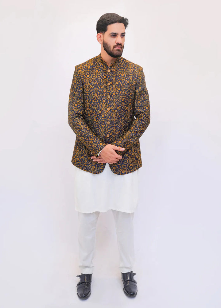 Label M Raw Silk Embroidered Men Prince Coat -  PC0003