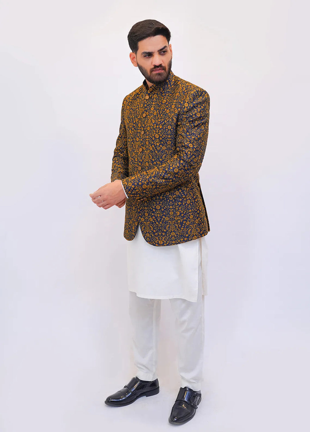 Label M Raw Silk Embroidered Men Prince Coat -  PC0003