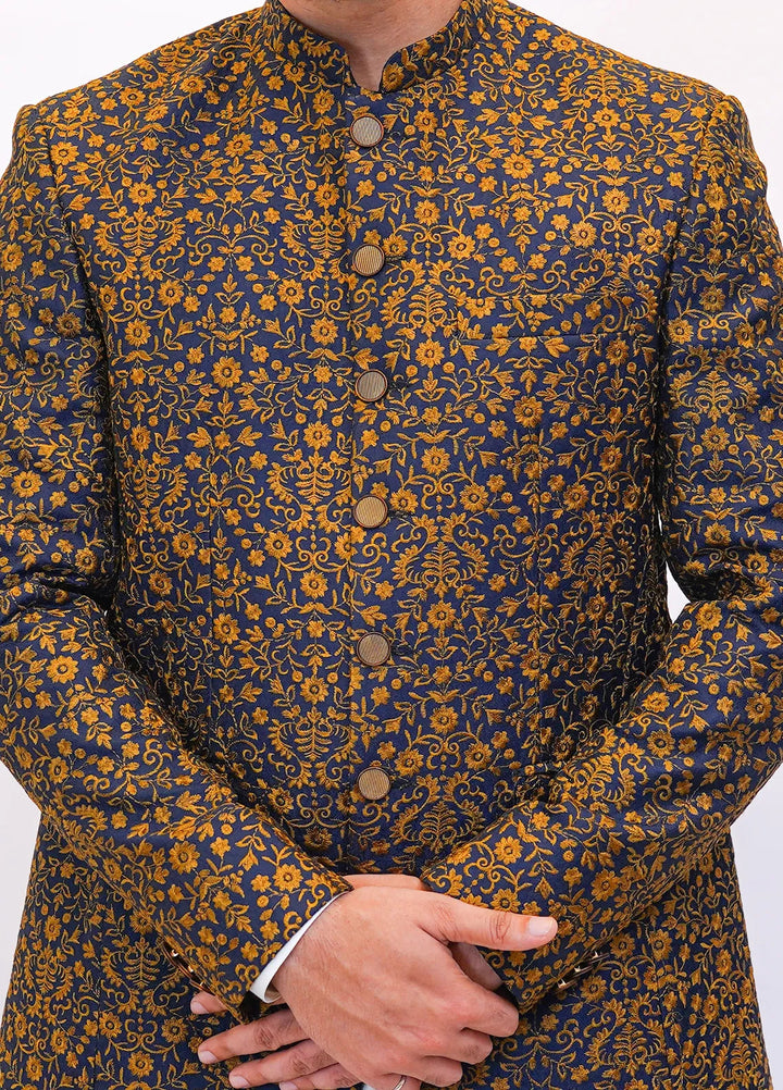 Label M Raw Silk Embroidered Men Prince Coat -  PC0003