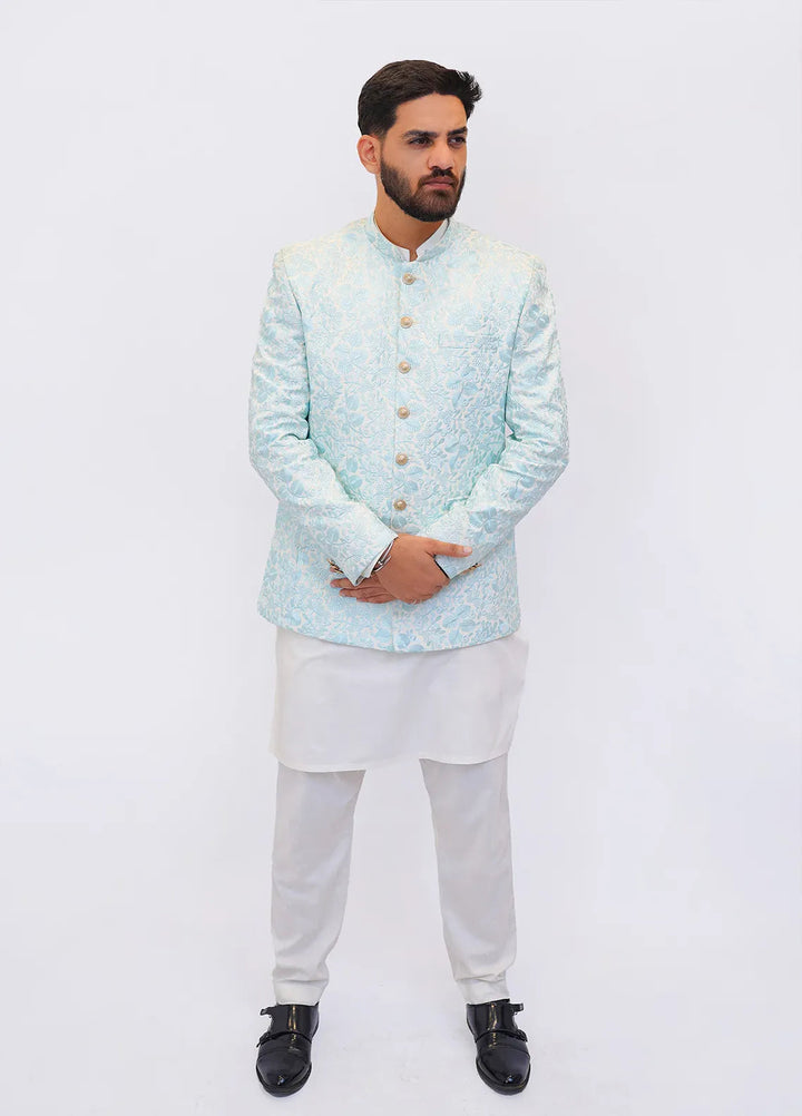Label M Raw Silk Embroidered Men Prince Coat -  PC0006