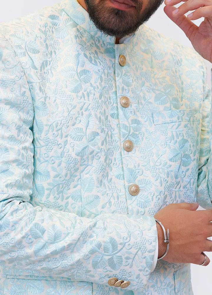 Label M Raw Silk Embroidered Men Prince Coat -  PC0006