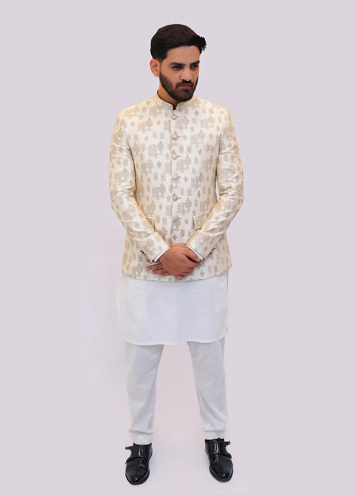 Label M Raw Silk Embroidered Men Prince Coat -  PC0007