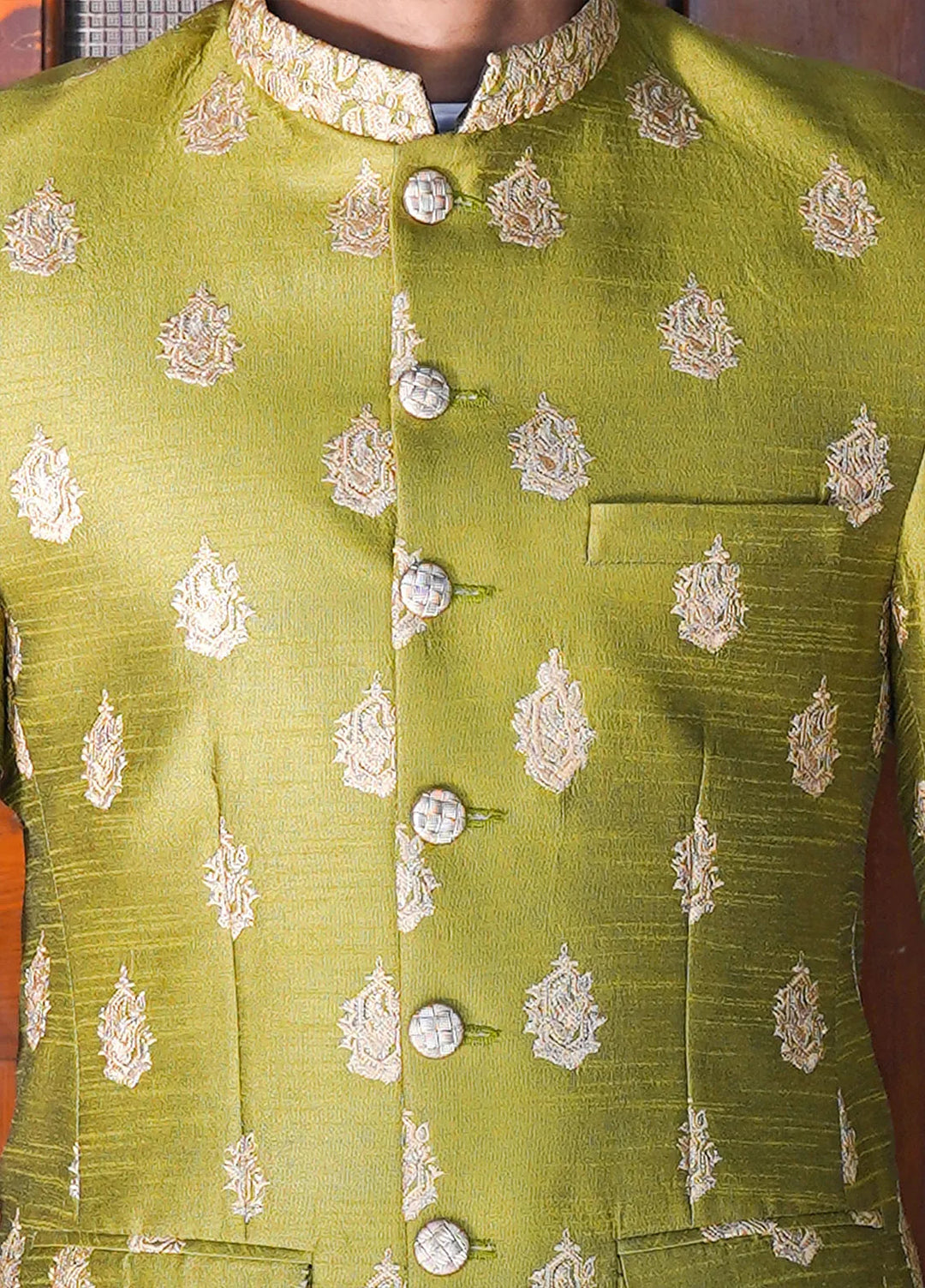 Label M Raw Silk Embroidered Men Prince Coat -  PC0009