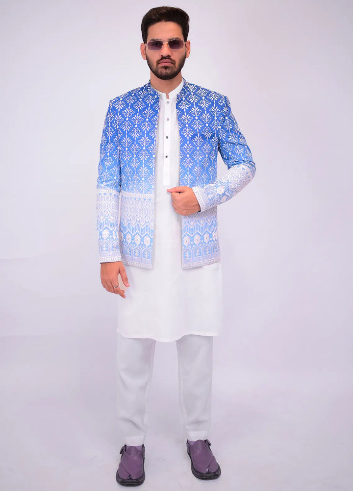 Label M Raw Silk Embroidered Men Prince Coat -  PC0010