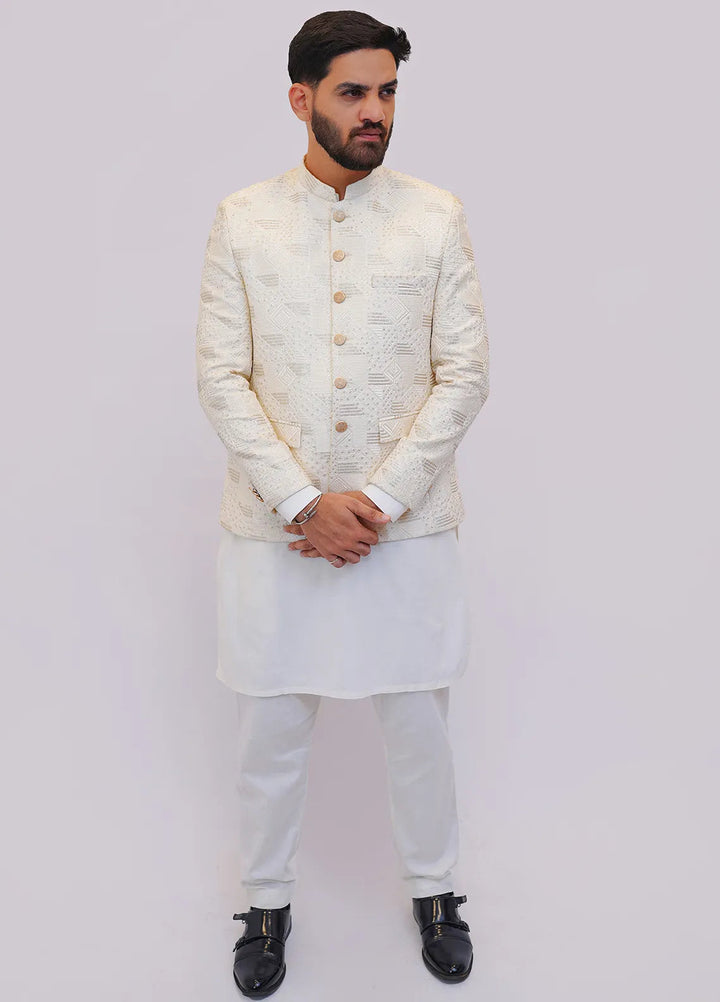 Label M Raw Silk Embroidered Men Prince Coat -  PC0012