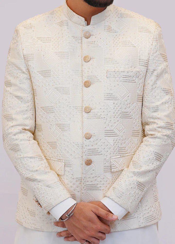 Label M Raw Silk Embroidered Men Prince Coat -  PC0012