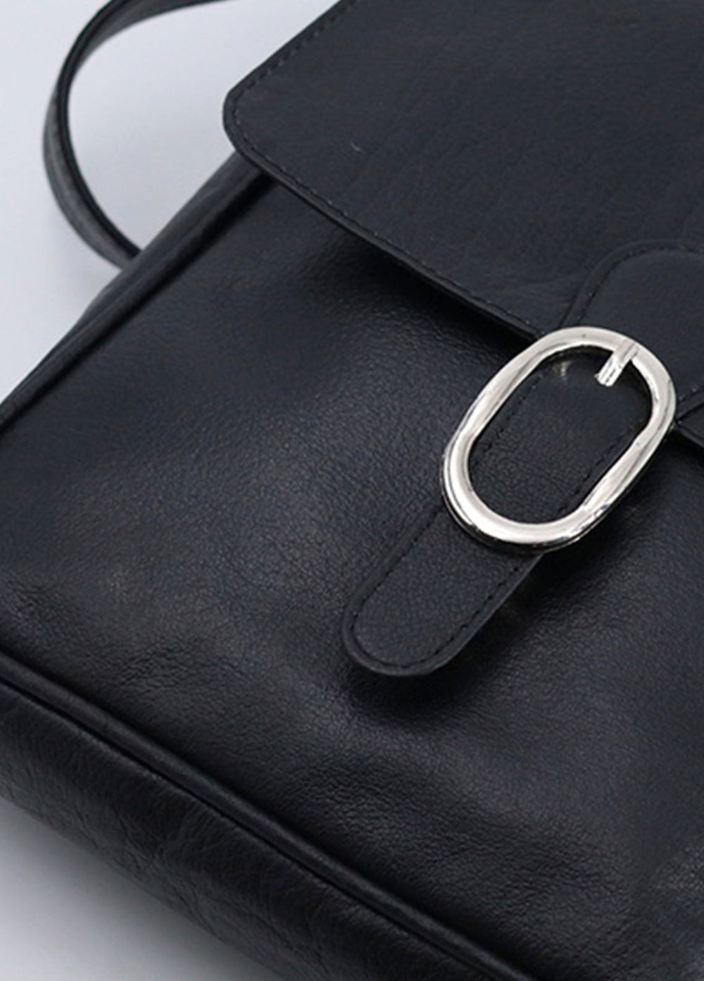 Lafanzo Pret Plain Leather Crossbody Bag 4003 Black