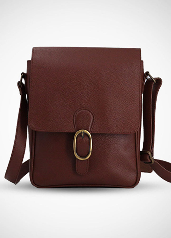 Lafanzo Pret Plain Leather Crossbody Bag 4003 Brown