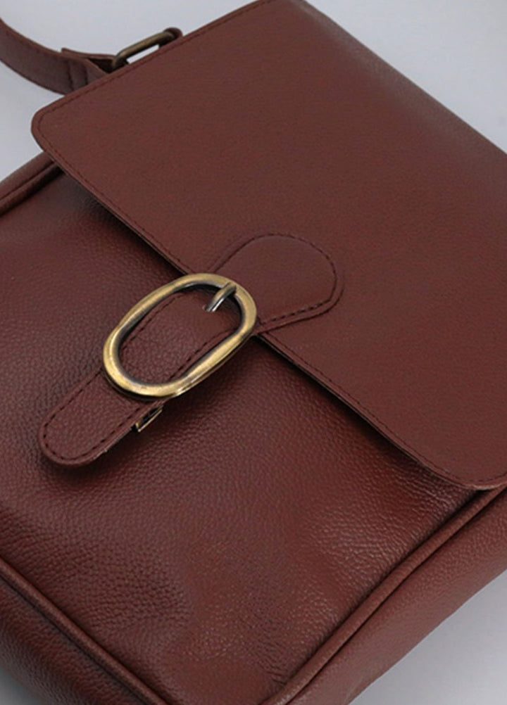 Lafanzo Pret Plain Leather Crossbody Bag 4003 Brown