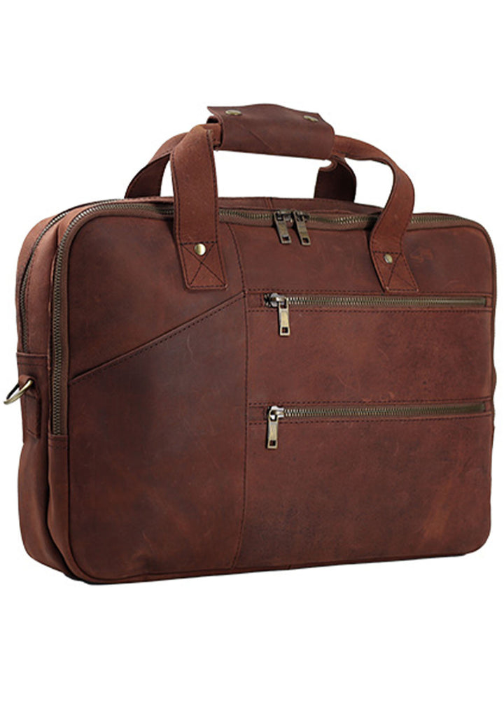 Lafanzo Pret Plain Leather Laptop Bag 5001 Rust Brown