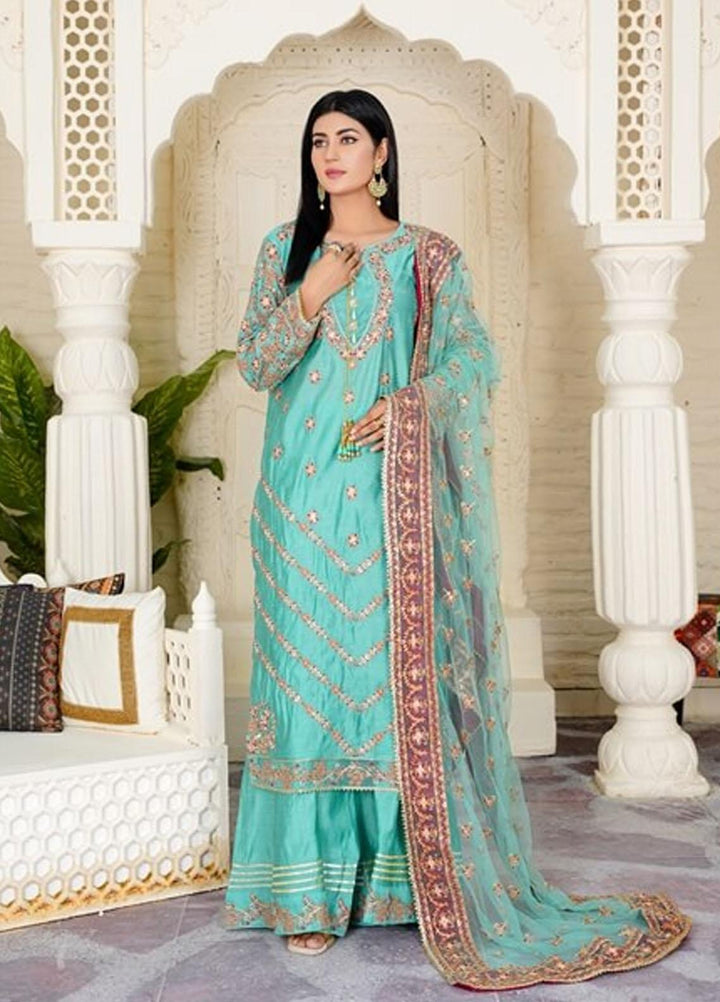 Ayat Pret Embroidered Cotton Silk 3 Piece Suit Amber