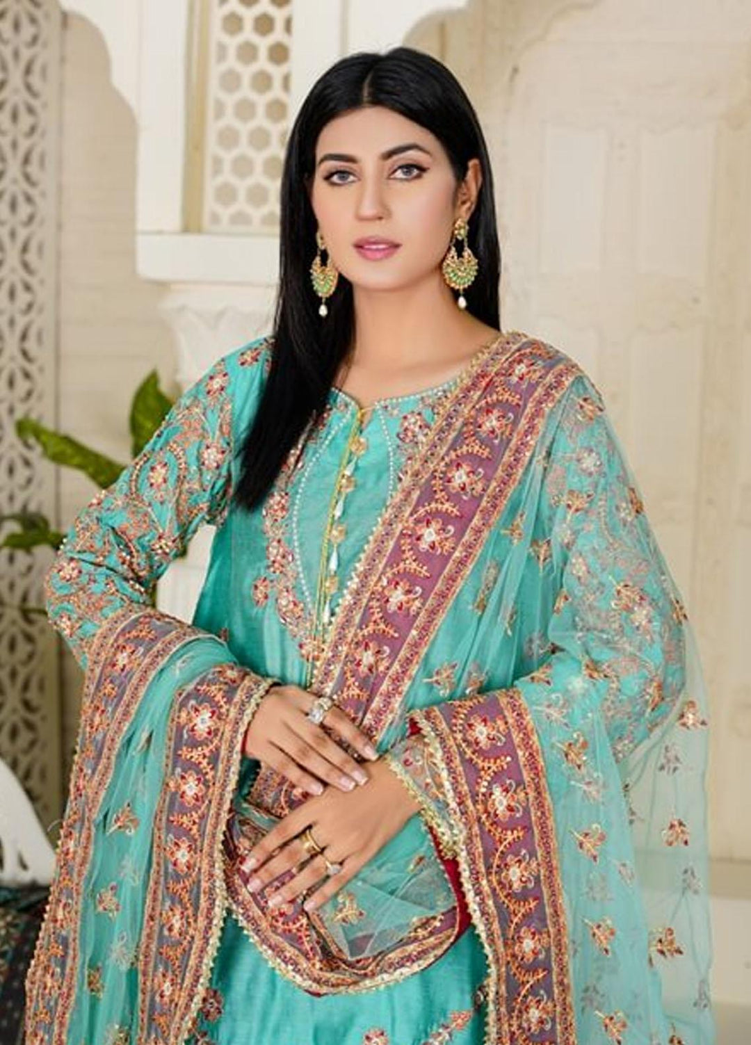 Ayat Pret Embroidered Cotton Silk 3 Piece Suit Amber