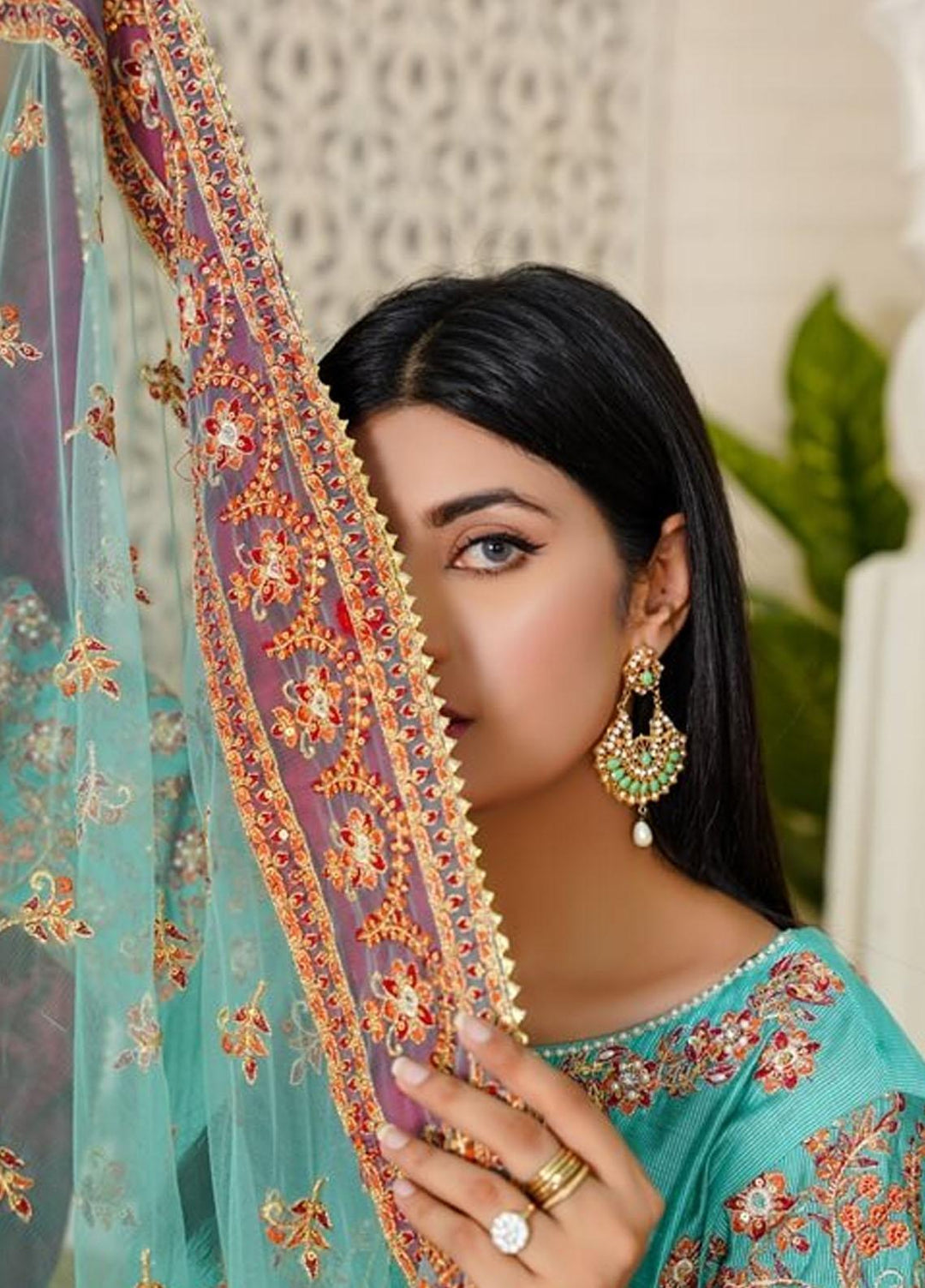 Ayat Pret Embroidered Cotton Silk 3 Piece Suit Amber