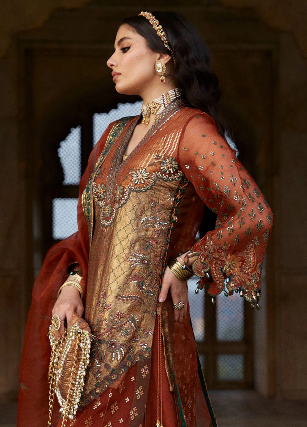 Laj by Lajwanti Embroidered Organza Suit Unstitched 3 Piece MW24L D-08 Shahrani - Winter Collection