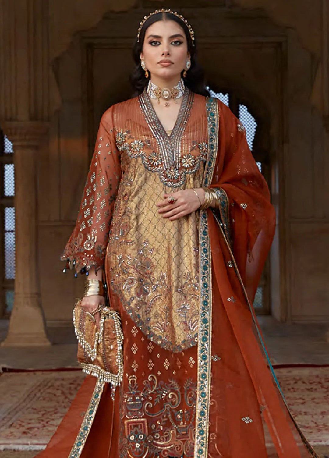 Laj by Lajwanti Embroidered Organza Suit Unstitched 3 Piece MW24L D-08 Shahrani - Winter Collection