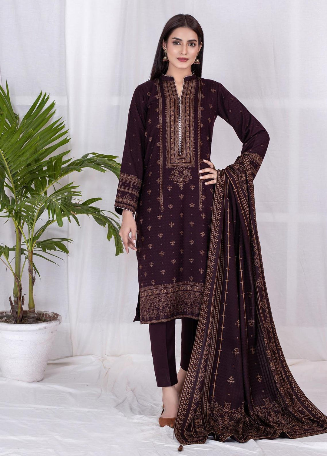 Lakhany Printed Cashmi Vool Suits Unstitched 3 Piece LSM21CV CVC-1015-A - Winter Collection