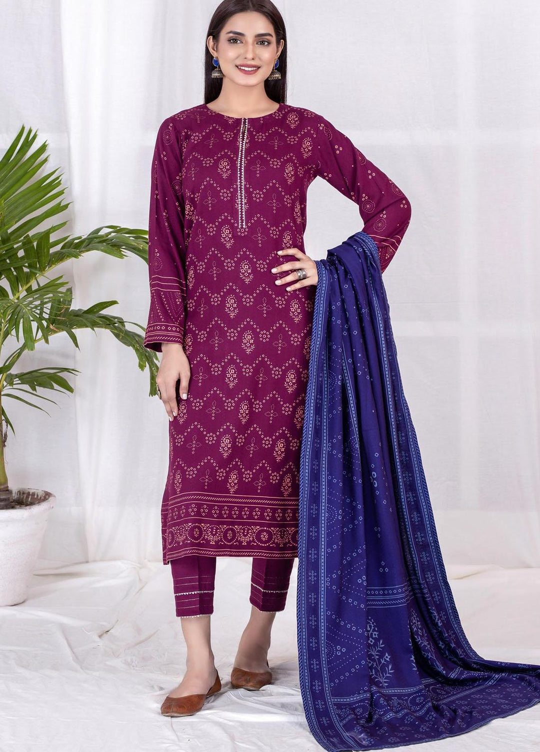 Lakhany Printed Cashmi Vool Suits Unstitched 3 Piece LSM21CV CVC-1018-A - Winter Collection