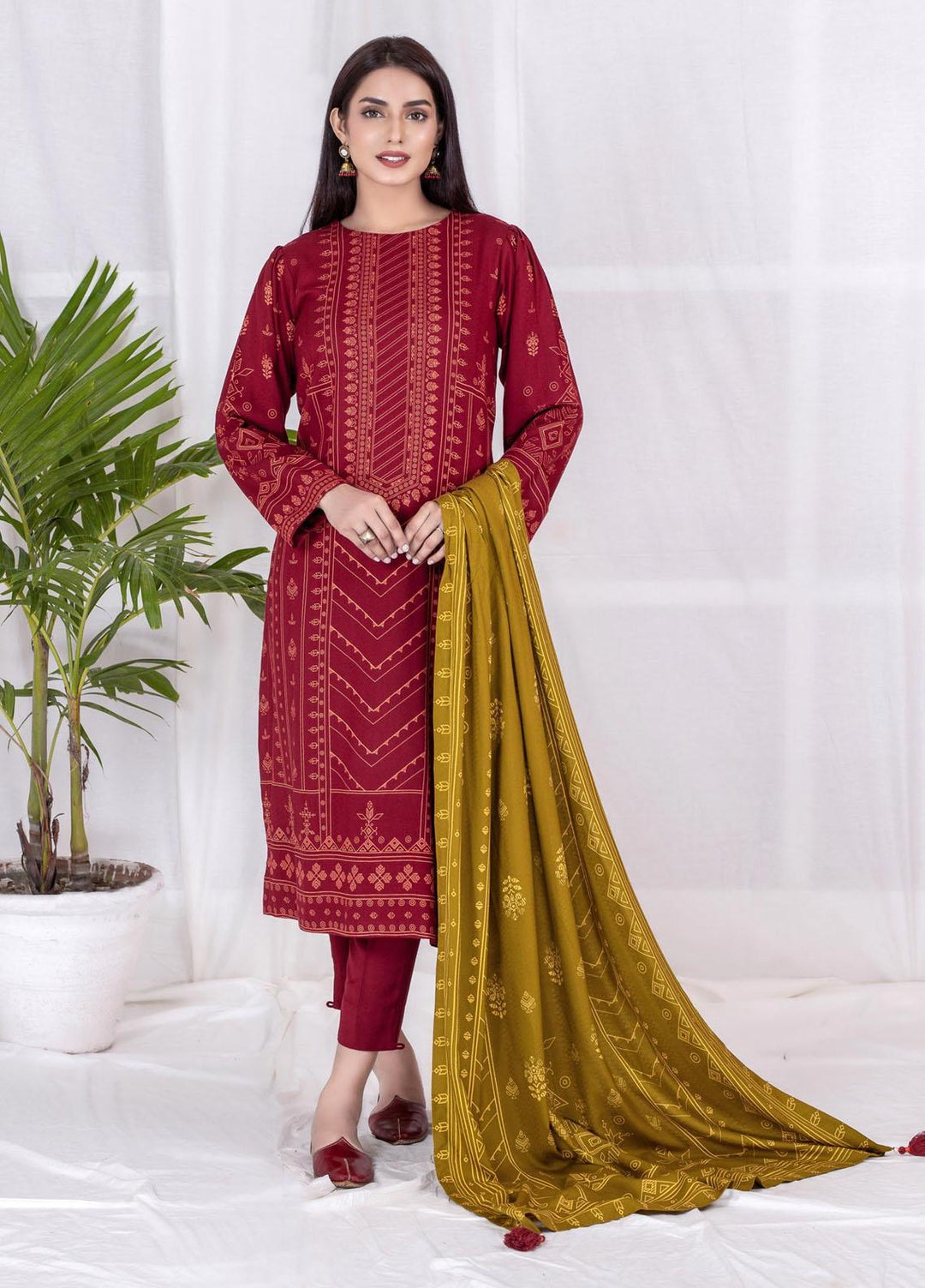 Lakhany Printed Cashmi Vool Suits Unstitched 3 Piece LSM21CV CVC-1019-B - Winter Collection